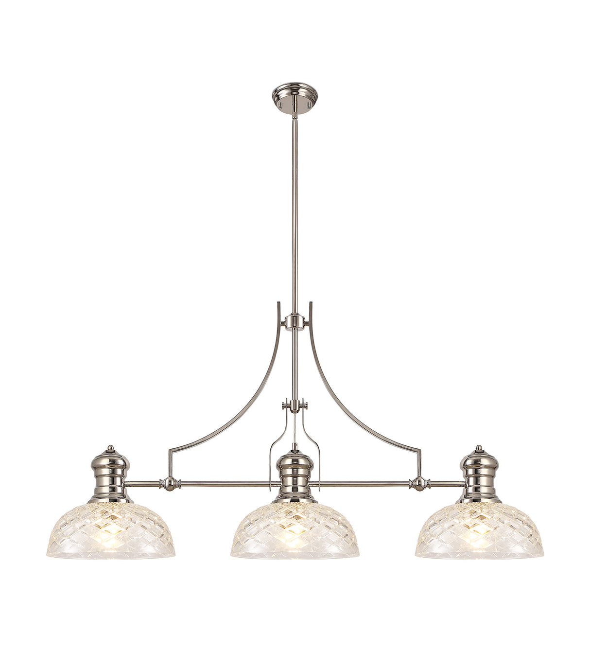 LOU4218 Louis Pendant 3 Light in a Polished Nickel Finish