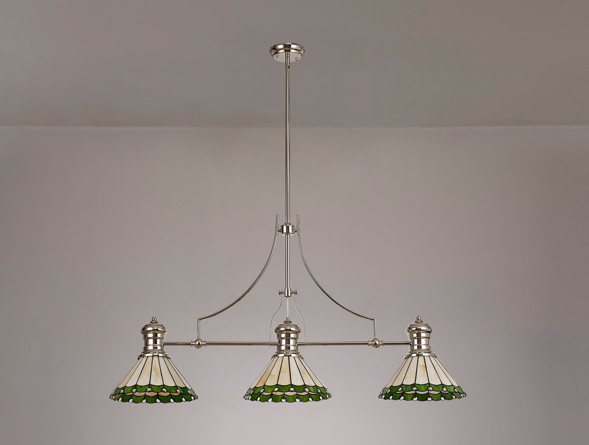 LOU4218 Louis Pendant 3 Light in a Polished Nickel Finish