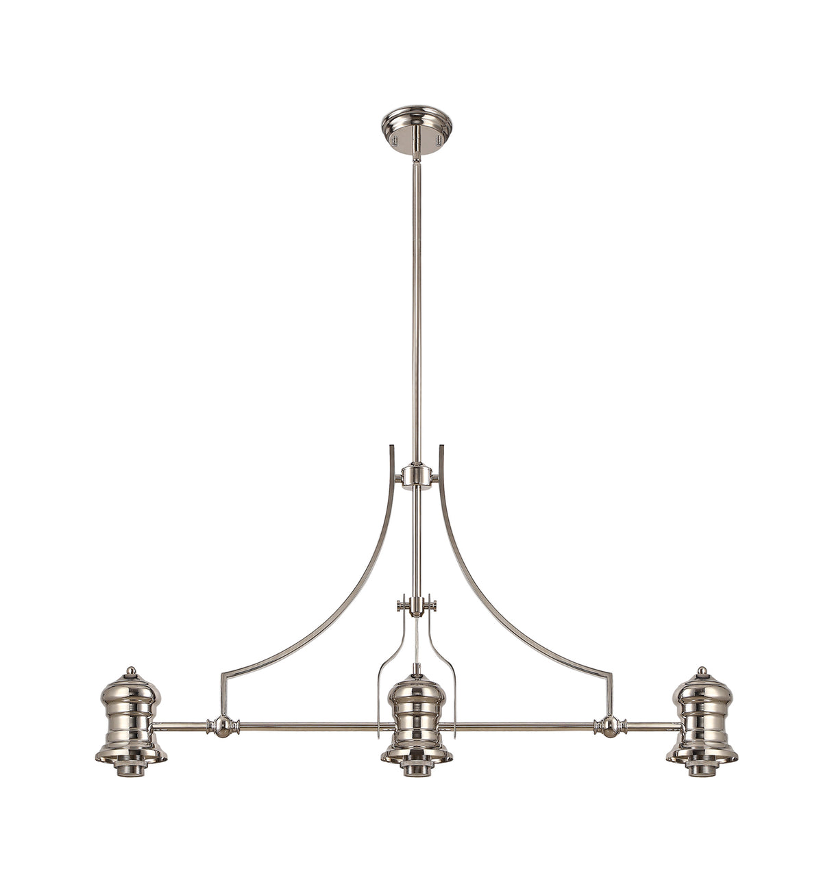 LOU4218 Louis Pendant 3 Light in a Polished Nickel Finish