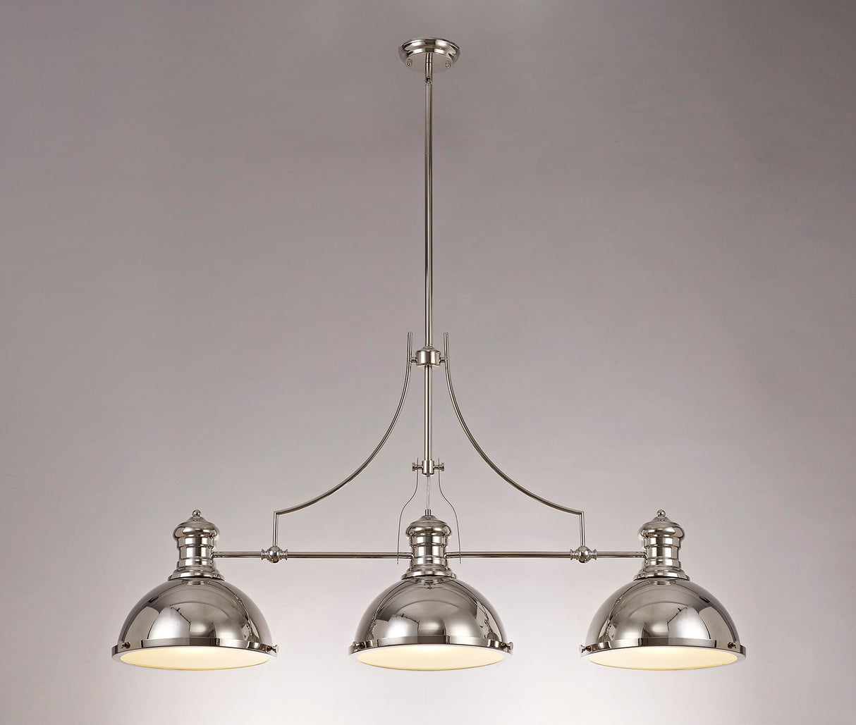 LOU5017 Louis Pendant 3 Light in a Polished Nickel/Frosted White Finish