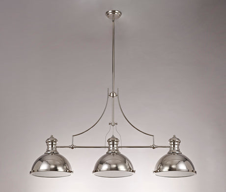 LOU5017 Louis Pendant 3 Light in a Polished Nickel/Frosted White Finish