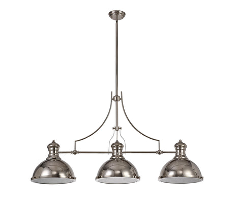 LOU5017 Louis Pendant 3 Light in a Polished Nickel/Frosted White Finish