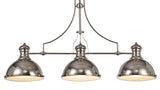 LOU5017 Louis Pendant 3 Light in a Polished Nickel/Frosted White Finish