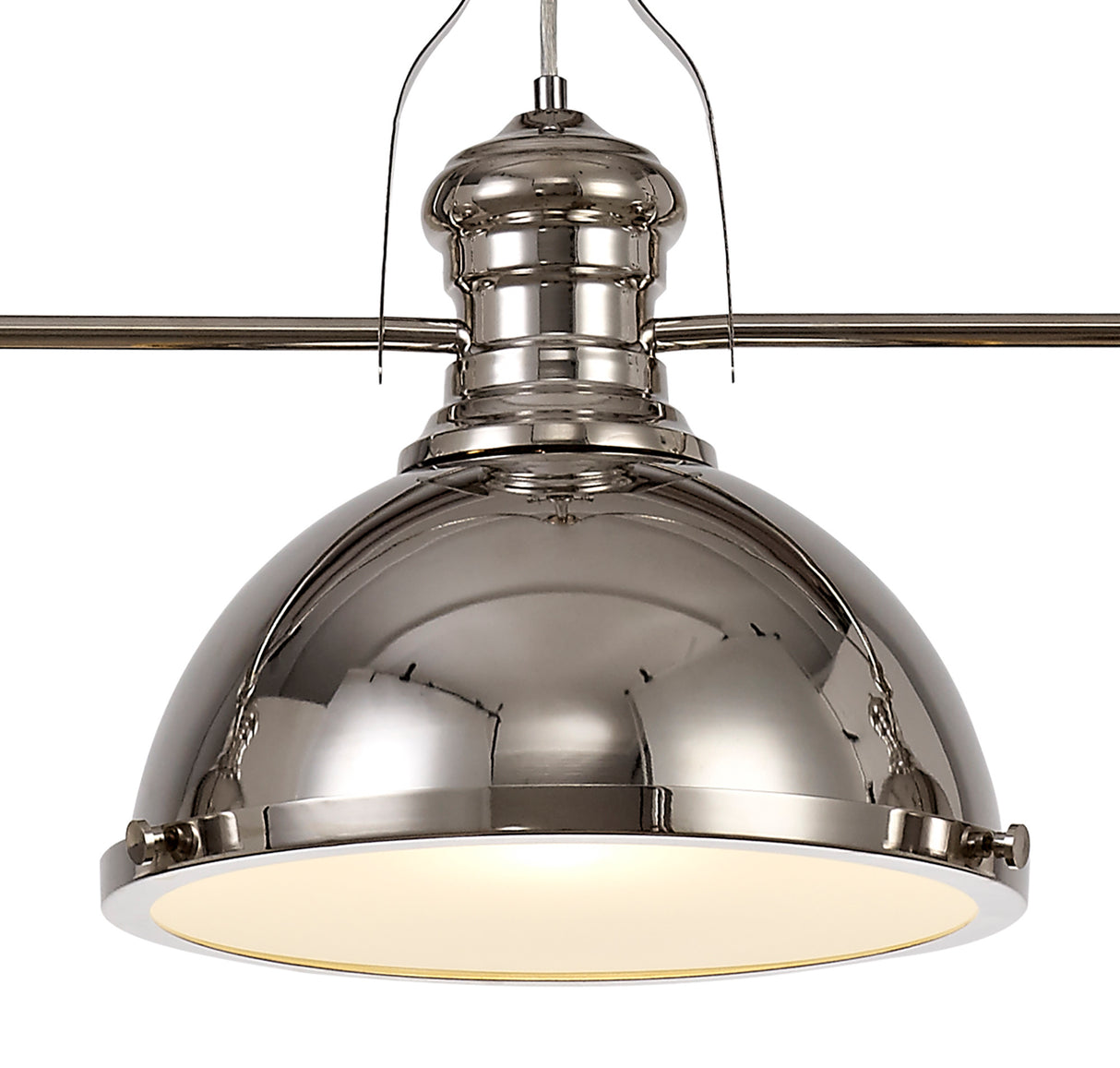 LOU5017 Louis Pendant 3 Light in a Polished Nickel/Frosted White Finish