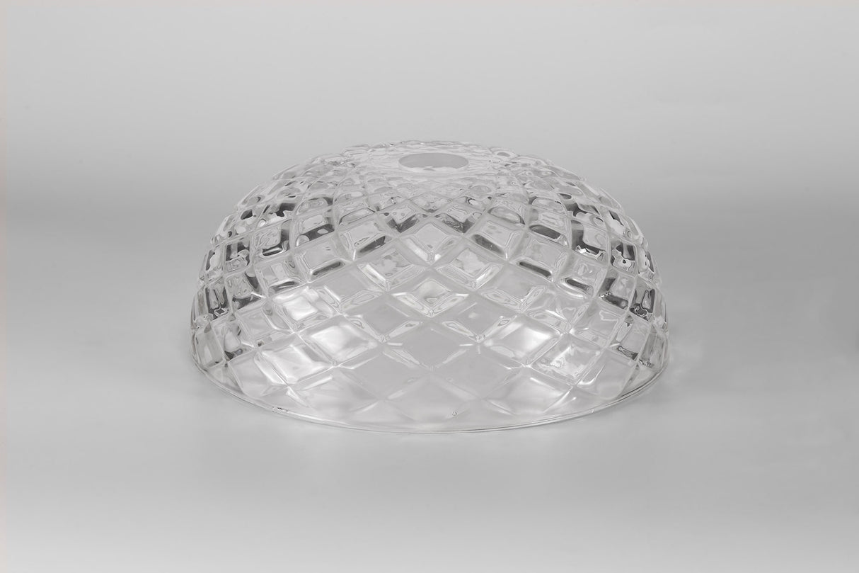 LOU9508 Louis Flat Round 30cm Patterned Glass Lampshade in a Clear Finish