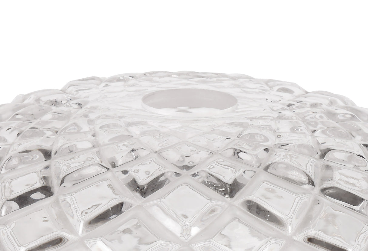 LOU9508 Louis Flat Round 30cm Patterned Glass Lampshade in a Clear Finish