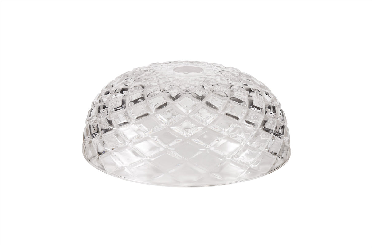 LOU9508 Louis Flat Round 30cm Patterned Glass Lampshade in a Clear Finish