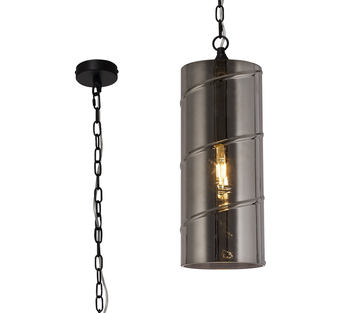 LUD0757 Ludo Pendant 1 LIght in a Matt Black/Smoked Finish