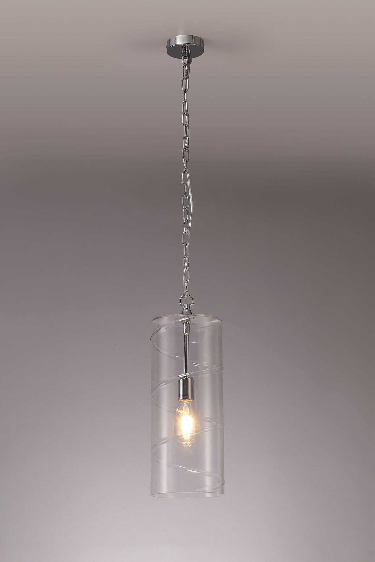 LUD8657 Ludo Pendant 1 LIght in a Chrome/Clear Finish