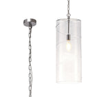 LUD8657 Ludo Pendant 1 LIght in a Chrome/Clear Finish