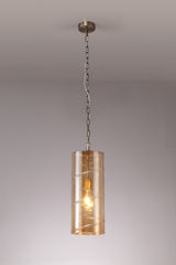 LUD9657 Ludo Pendant 1 LIght in a Antique Brass/Amber Finish