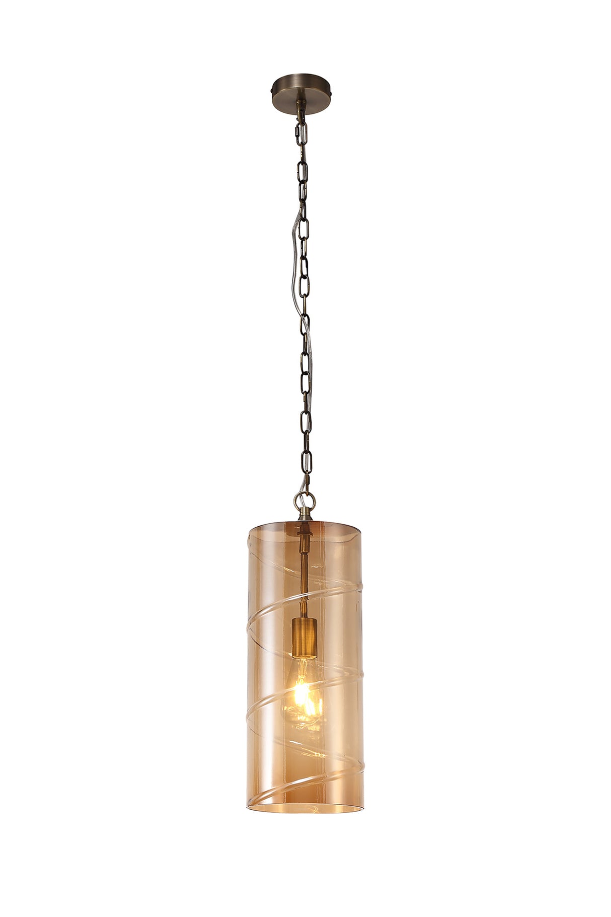 LUD9657 Ludo Pendant 1 LIght in a Antique Brass/Amber Finish