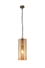 LUD9657 Ludo Pendant 1 LIght in a Antique Brass/Amber Finish