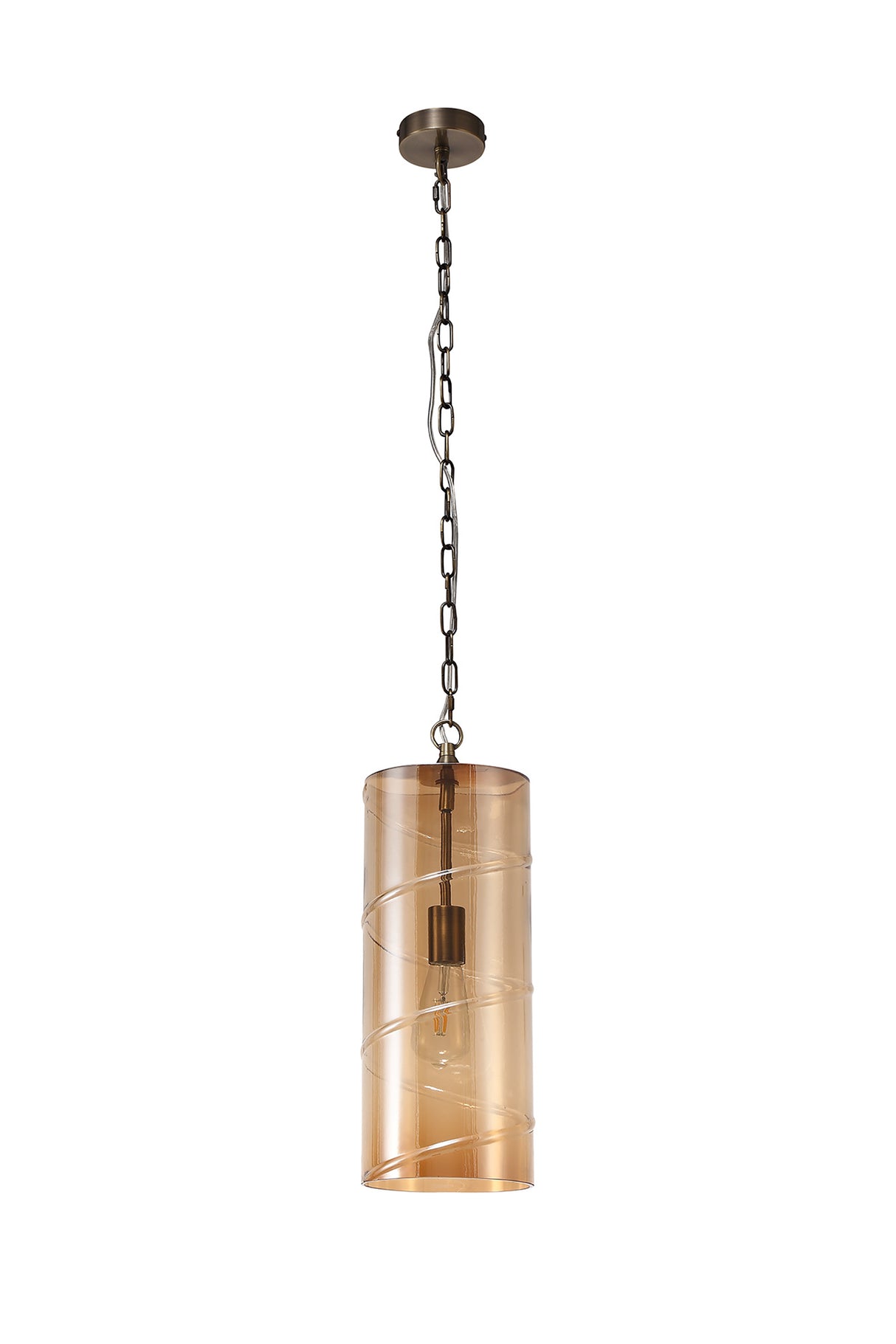 LUD9657 Ludo Pendant 1 LIght in a Antique Brass/Amber Finish