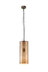 LUD9657 Ludo Pendant 1 LIght in a Antique Brass/Amber Finish