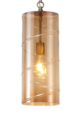 LUD9657 Ludo Pendant 1 LIght in a Antique Brass/Amber Finish