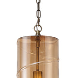 LUD9657 Ludo Pendant 1 LIght in a Antique Brass/Amber Finish