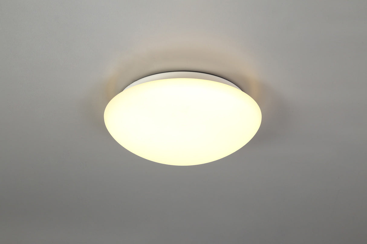 LUT4577 Luto Ceiling 18W LED IP44 in a White/Frosted Glass Finish, Suitable for Bathrooms