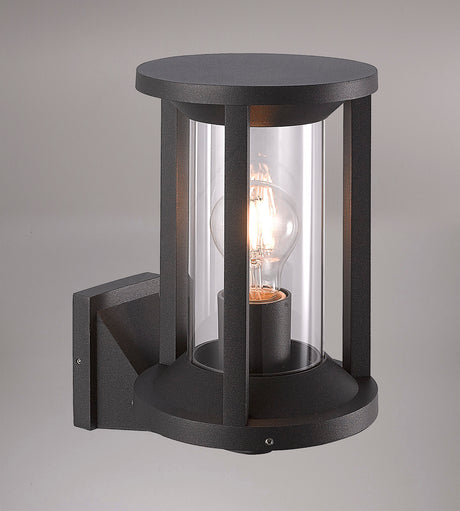 MEI0607 Meissa Wall 1 Lamp Round IP65 Indoor/Outdoor Use in a Anthracite/Clear Finish