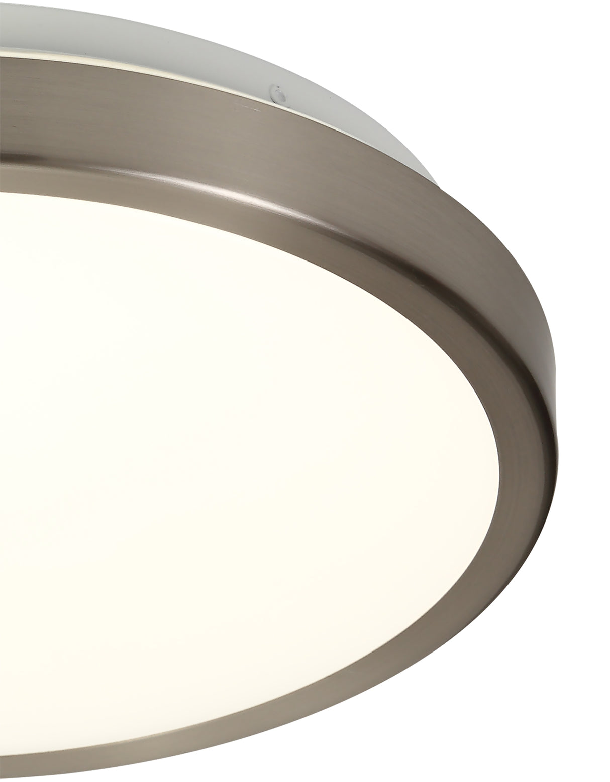 MEN6577 Menkib Ceiling 12W LED IP44 in a Satin Nickel/White Finish, Suitable for Bathrooms