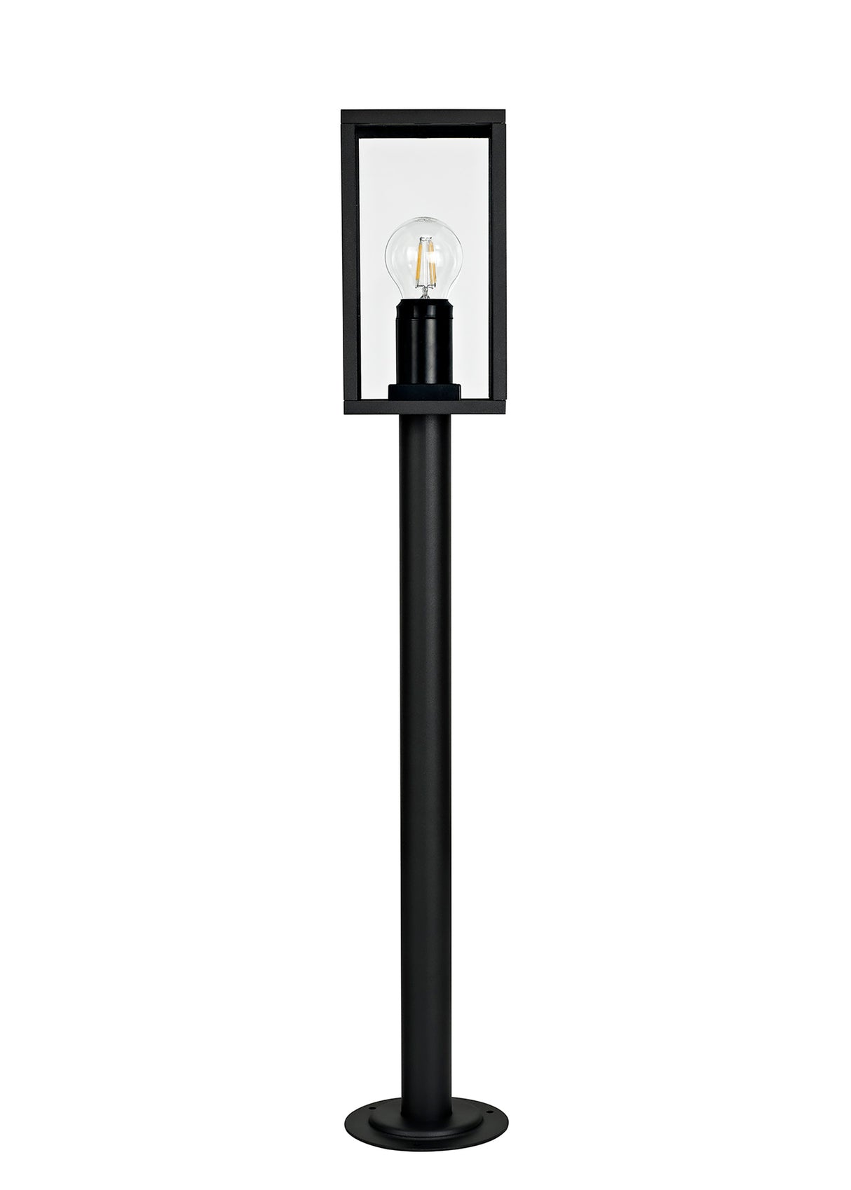 MER0217 Merga 78cm Tall Post 1 Light IP54 Indoor/Outdoor Use in a Graphite Black/Clear Finish