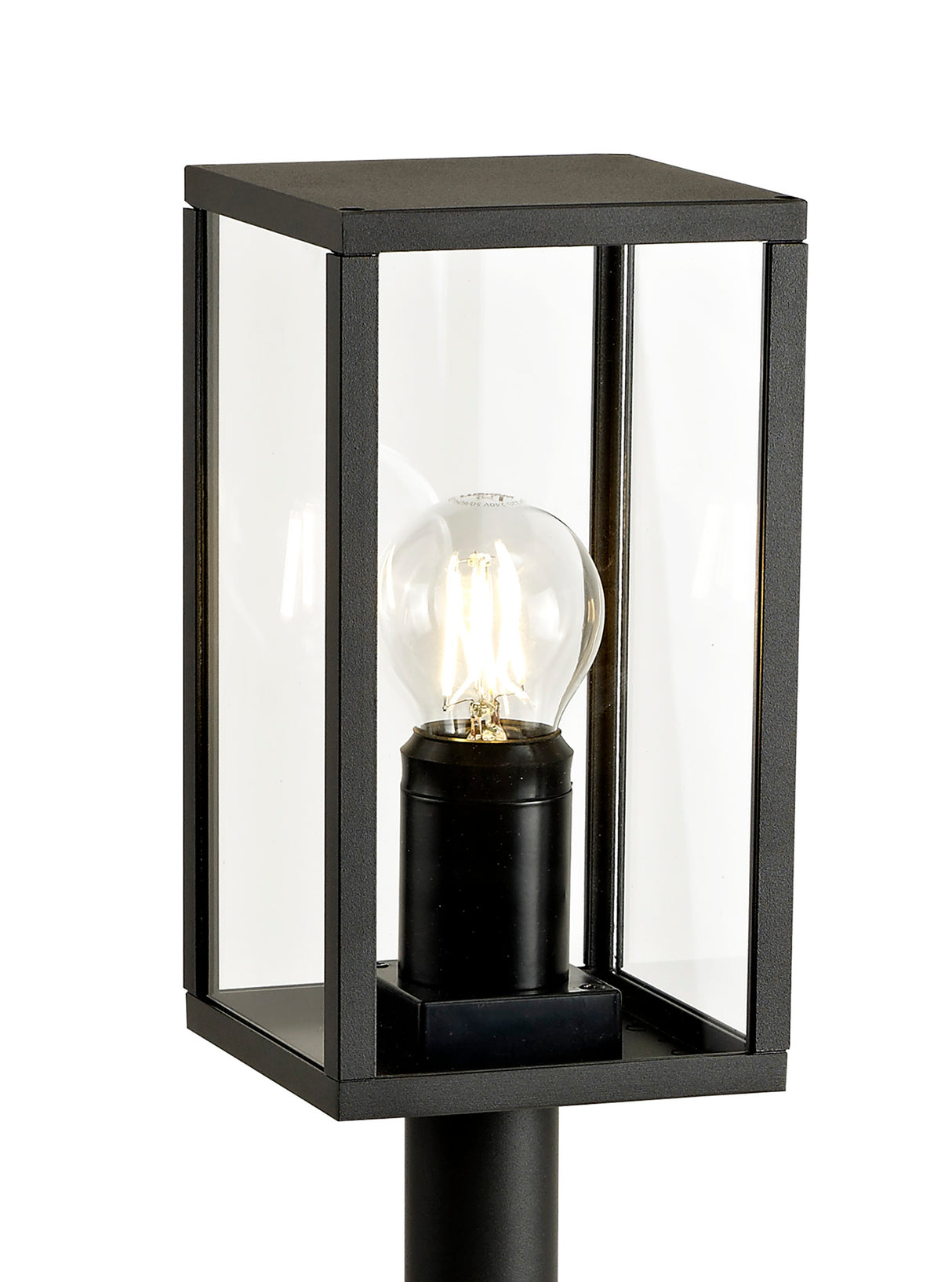 MER0217 Merga 78cm Tall Post 1 Light IP54 Indoor/Outdoor Use in a Graphite Black/Clear Finish