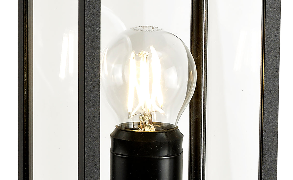 MER0217 Merga 78cm Tall Post 1 Light IP54 Indoor/Outdoor Use in a Graphite Black/Clear Finish