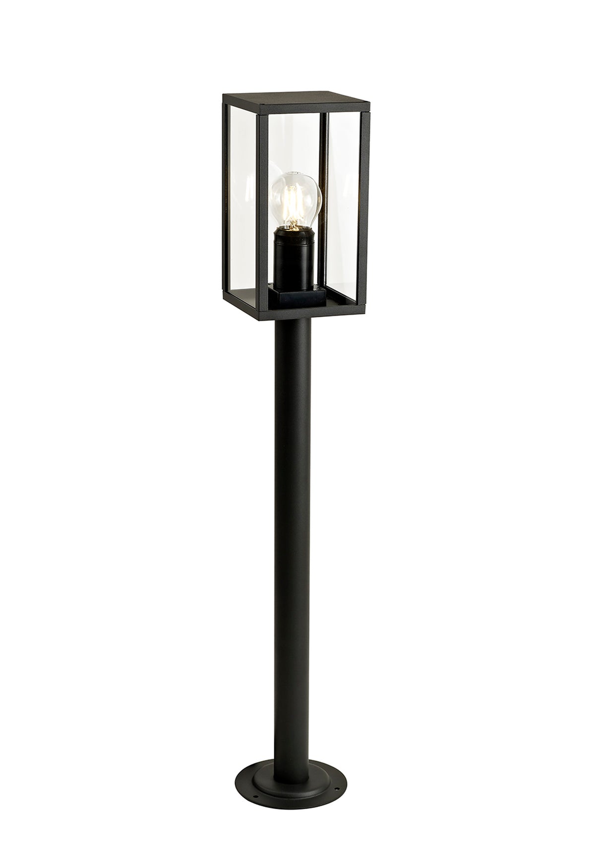 MER0217 Merga 78cm Tall Post 1 Light IP54 Indoor/Outdoor Use in a Graphite Black/Clear Finish