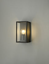 MER5117 Merga Flush Wall Lamp 1 Light IP54 Indoor/Outdoor Use in a Graphite Black/Clear Finish