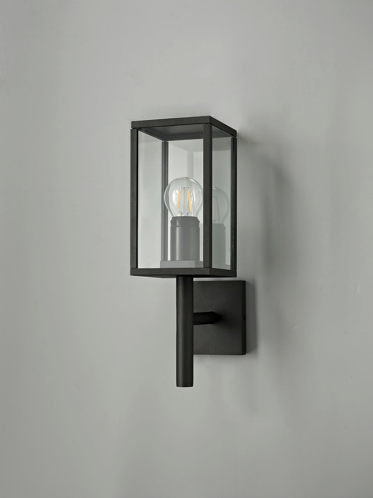 MER6117 Merga Upward Wall Lamp 1 Light IP54 Indoor/Outdoor Use in a Graphite Black/Clear Finish