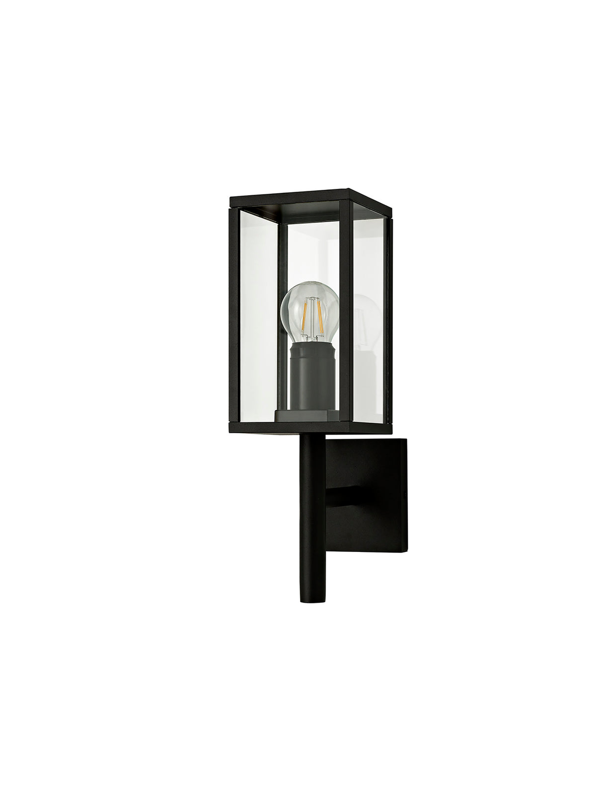 MER6117 Merga Upward Wall Lamp 1 Light IP54 Indoor/Outdoor Use in a Graphite Black/Clear Finish