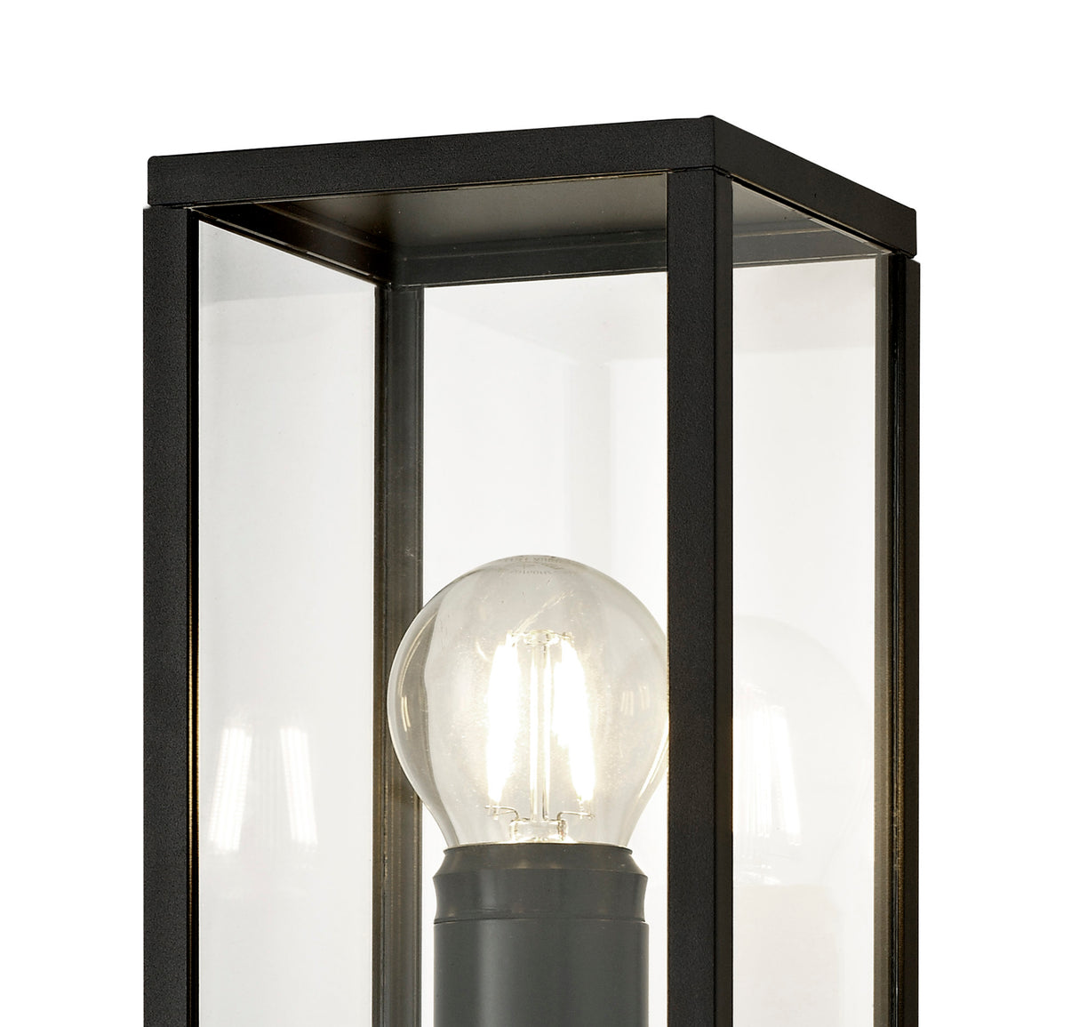 MER6117 Merga Upward Wall Lamp 1 Light IP54 Indoor/Outdoor Use in a Graphite Black/Clear Finish