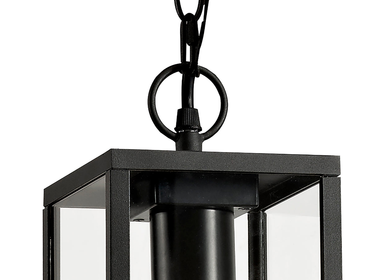 MER8117 Merga Pendant 1 Light IP54 Indoor/Outdoor Use in a Graphite Black/Clear Finish