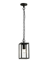 MER8117 Merga Pendant 1 Light IP54 Indoor/Outdoor Use in a Graphite Black/Clear Finish