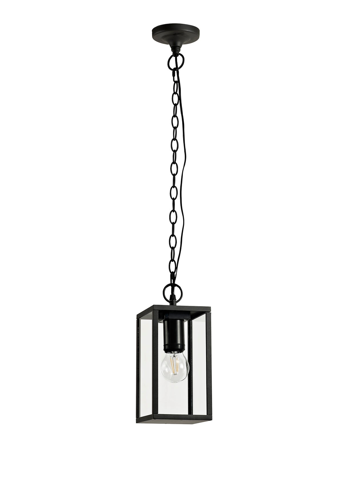 MER8117 Merga Pendant 1 Light IP54 Indoor/Outdoor Use in a Graphite Black/Clear Finish