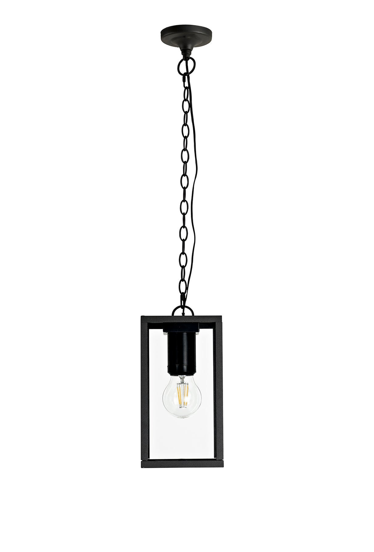 MER8117 Merga Pendant 1 Light IP54 Indoor/Outdoor Use in a Graphite Black/Clear Finish