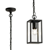 MER8117 Merga Pendant 1 Light IP54 Indoor/Outdoor Use in a Graphite Black/Clear Finish