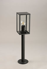 MER9117 Merga 58cm Short Post 1 Light IP54 Indoor/Outdoor Use in a Graphite Black/Clear Finish