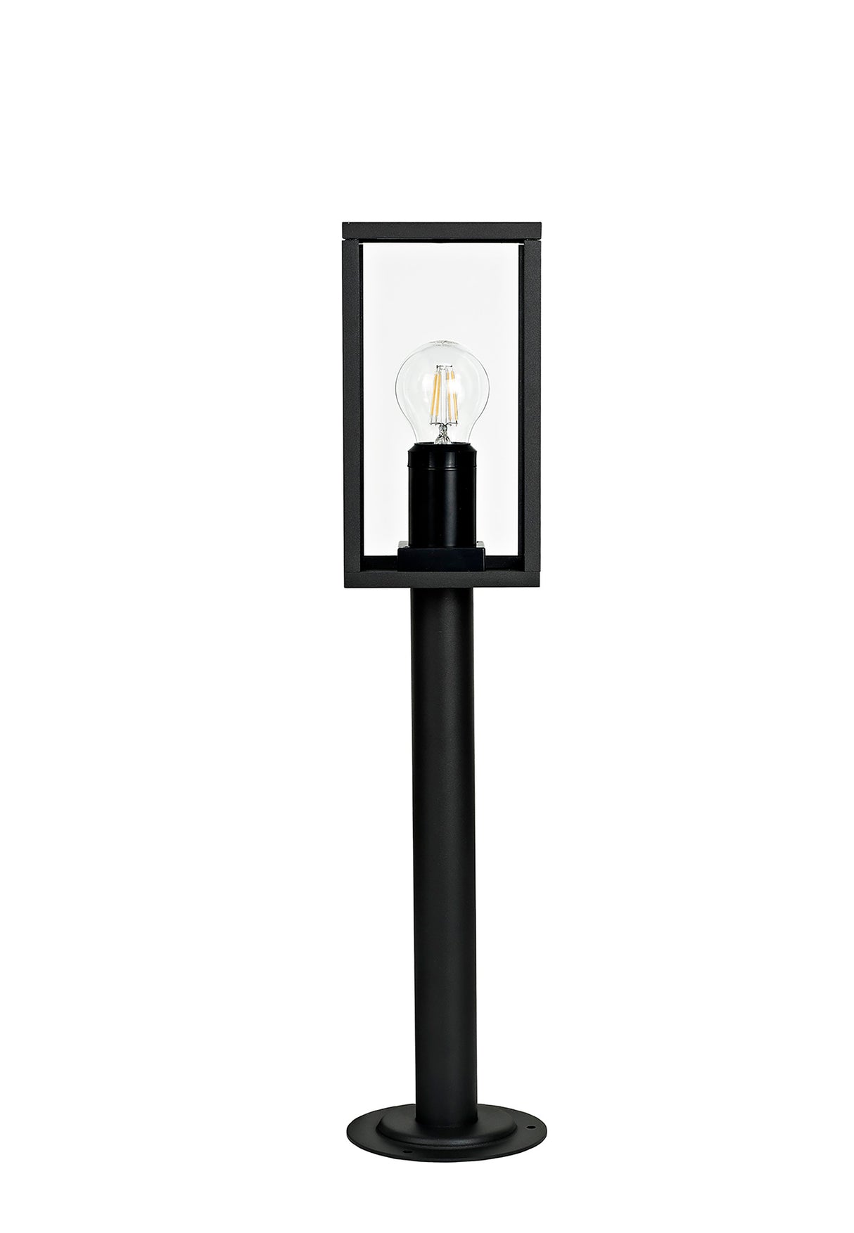 MER9117 Merga 58cm Short Post 1 Light IP54 Indoor/Outdoor Use in a Graphite Black/Clear Finish