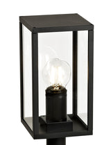 MER9117 Merga 58cm Short Post 1 Light IP54 Indoor/Outdoor Use in a Graphite Black/Clear Finish