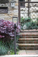 MER9117 Merga 58cm Short Post 1 Light IP54 Indoor/Outdoor Use in a Graphite Black/Clear Finish