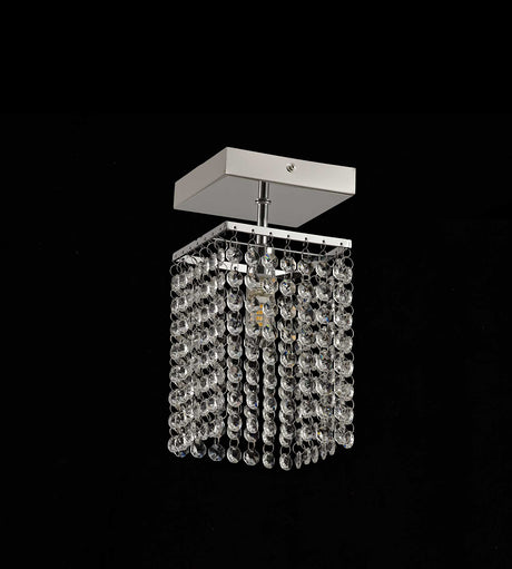 MAT3507 Matar Ceiling 1 Light in a Polished Chrome Finish and Clear Crystal, Suitable for Bathrooms