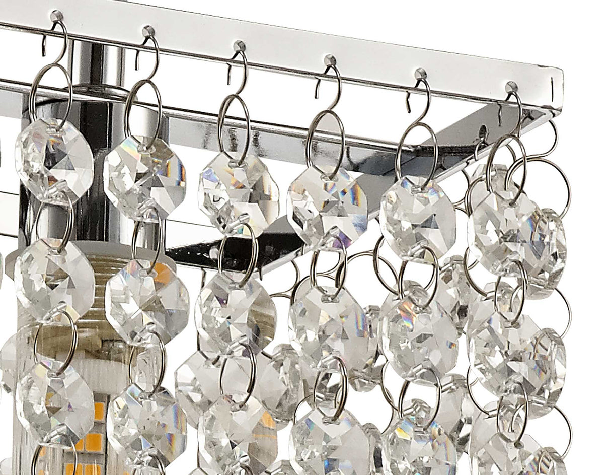 MAT3507 Matar Ceiling 1 Light in a Polished Chrome Finish and Clear Crystal, Suitable for Bathrooms