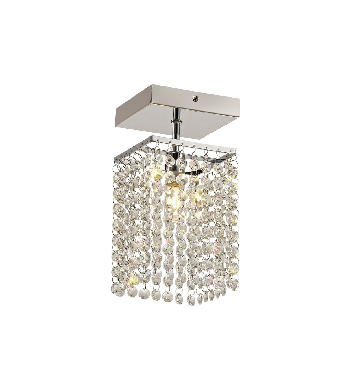 MAT3507 Matar Ceiling 1 Light in a Polished Chrome Finish and Clear Crystal, Suitable for Bathrooms