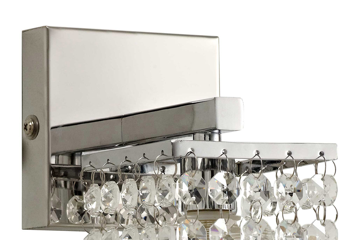 MAT5507 Matar Wall 1 Light in a Polished Chrome Finish and Clear Crystal, Suitable for Bathrooms