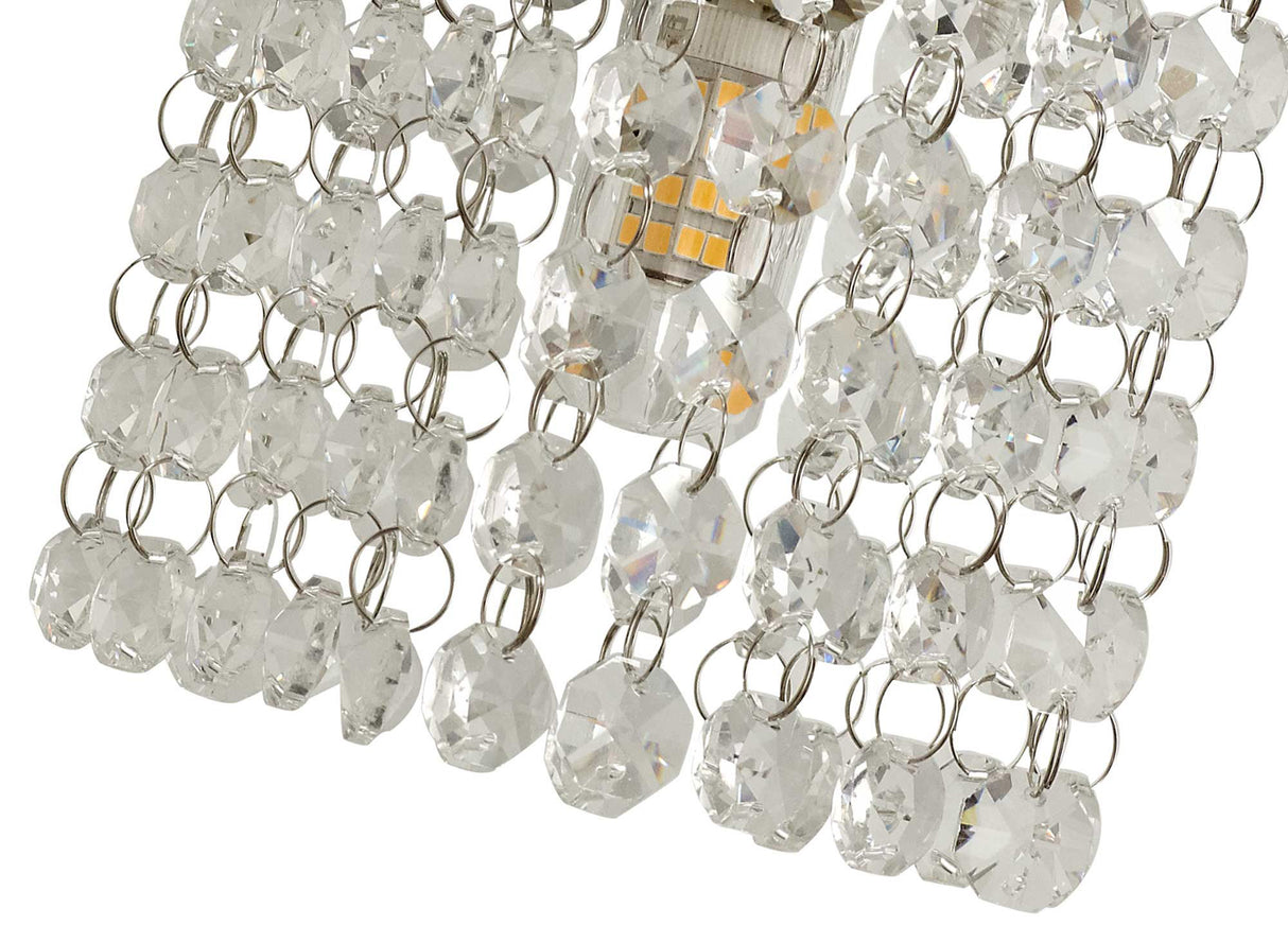 MAT5507 Matar Wall 1 Light in a Polished Chrome Finish and Clear Crystal, Suitable for Bathrooms