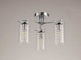 MIS4407 Misam Semi Ceiling 3 Light in a Chrome/Clear Finish and Clear Crystal