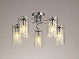 MIS5407 Misam Semi Ceiling 5 Light in a Chrome/Clear Finish and Clear Crystal