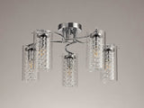 MIS5407 Misam Semi Ceiling 5 Light in a Chrome/Clear Finish and Clear Crystal