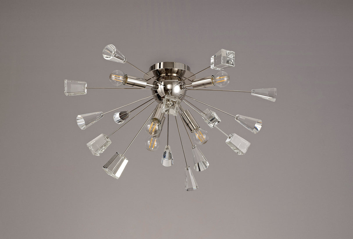 NUN1608 Nunki Ceiling 6 Light in a Polished Nickel Finish and Clear Crystal